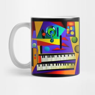 An abstract image of a piano keyboard can be a thought-provoking and visually striking representation of music and its many meanings. Mug